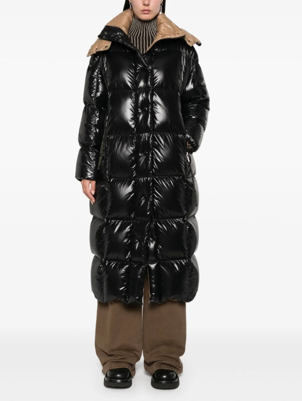 GUBBINO MONCLER DONNA LUNGO NERO/BEIGE